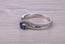 Load image into Gallery viewer, Blue Sapphire and Diamond set White Gold Ring