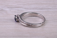 Load image into Gallery viewer, Blue Sapphire and Diamond set White Gold Ring