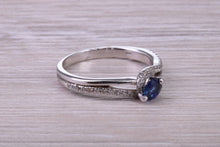 Load image into Gallery viewer, Blue Sapphire and Diamond set White Gold Ring