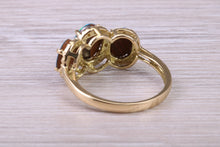 Load image into Gallery viewer, Beautiful Fiery Natural Opal and Diamonds set Trilogy Gold Ring