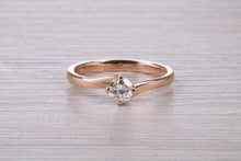 Load image into Gallery viewer, Natural Diamond set Twist Shank set 18ct Rose Gold Ring