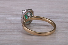 Load image into Gallery viewer, 1.25ct Top Grade Natural Emerald and Natural Diamonds set Ring in 18ct Yellow Gold, British Hallmarked