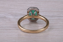 Load image into Gallery viewer, 1.25ct Top Grade Natural Emerald and Natural Diamonds set Ring in 18ct Yellow Gold, British Hallmarked