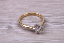 Load image into Gallery viewer, 65 Points Natural Round cut Diamond set 18ct Yellow Gold and Platinum Solitaire