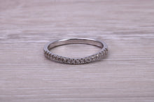 Load image into Gallery viewer, Very Dainty Slightly Curved Diamond set 18ct White Gold Ring
