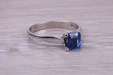 Load image into Gallery viewer, Stunning and Beautiful 1.58 carat Square cut Royal Blue Sapphire set Platinum Solitaire