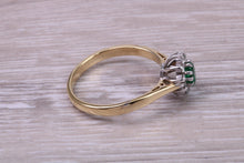 Load image into Gallery viewer, Emerald and Diamond set 18ct Yellow Gold Ring
