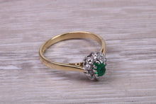 Load image into Gallery viewer, Emerald and Diamond set 18ct Yellow Gold Ring