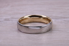 Load image into Gallery viewer, Half Platinum and Half 18ct Yellow Gold 6 mm wide Court Profile Band, British Hallmarked