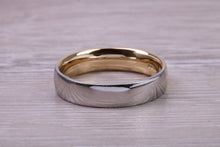 Load image into Gallery viewer, Half Platinum and Half 18ct Yellow Gold 6 mm wide Court Profile Band, British Hallmarked