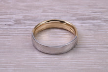 Load image into Gallery viewer, Half Platinum and Half 18ct Yellow Gold 6 mm wide Court Profile Band, British Hallmarked