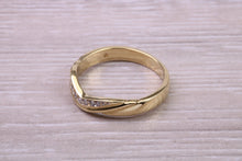 Load image into Gallery viewer, Curved Diamond set 18ct Yellow Gold Ring