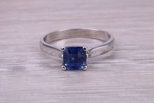 Load image into Gallery viewer, Stunning and Beautiful 1.58 carat Square cut Royal Blue Sapphire set Platinum Solitaire