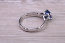Load image into Gallery viewer, Stunning and Beautiful 1.58 carat Square cut Royal Blue Sapphire set Platinum Solitaire