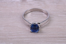 Load image into Gallery viewer, Stunning and Beautiful 1.58 carat Square cut Royal Blue Sapphire set Platinum Solitaire