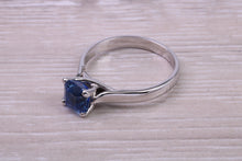 Load image into Gallery viewer, Stunning and Beautiful 1.58 carat Square cut Royal Blue Sapphire set Platinum Solitaire
