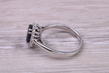 Load image into Gallery viewer, Beautiful 1.65 carat Blue Sapphire and Diamond Halo set White Gold Ring