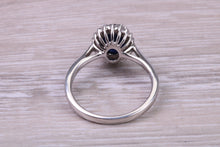 Load image into Gallery viewer, Beautiful 1.65 carat Blue Sapphire and Diamond Halo set White Gold Ring