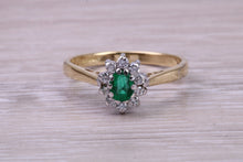 Load image into Gallery viewer, Emerald and Diamond set 18ct Yellow Gold Ring
