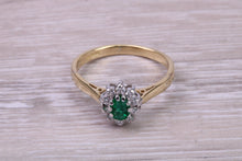 Load image into Gallery viewer, Emerald and Diamond set 18ct Yellow Gold Ring