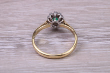 Load image into Gallery viewer, Emerald and Diamond set 18ct Yellow Gold Ring