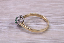 Load image into Gallery viewer, Emerald and Diamond set 18ct Yellow Gold Ring