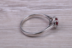 Ruby and Halo Diamond set White Gold Ring