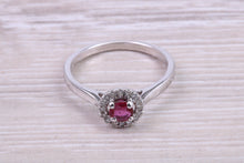 Load image into Gallery viewer, Ruby and Halo Diamond set White Gold Ring