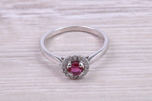 Load image into Gallery viewer, Ruby and Halo Diamond set White Gold Ring