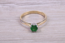 Load image into Gallery viewer, Natural Tsavorite Gemstone Solitaire Ring. 18ct Yellow and White Gold. Ideal birthday or Anniversary Gift, Promise, Dress or Statement Ring.