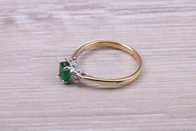 Load image into Gallery viewer, Emerald and Diamond Trilogy set 18ct Gold Ring