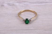 Load image into Gallery viewer, Emerald and Diamond Trilogy set 18ct Gold Ring