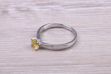 Load image into Gallery viewer, Half carat Yellow Sapphire set Platinum Solitaire
