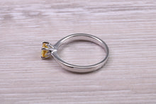 Load image into Gallery viewer, Half carat Yellow Sapphire set Platinum Solitaire