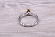 Load image into Gallery viewer, Half carat Yellow Sapphire set Platinum Solitaire