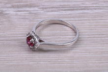 Load image into Gallery viewer, Ruby and Halo Diamond set White Gold Ring