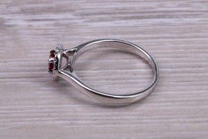 Ruby and Halo Diamond set White Gold Ring