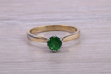 Load image into Gallery viewer, Natural Tsavorite Gemstone Solitaire Ring. 18ct Yellow and White Gold. Ideal birthday or Anniversary Gift, Promise, Dress or Statement Ring.