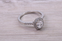 Load image into Gallery viewer, 0.80ct E VS2 Oval cut GIA Certified Natural Diamond Halo set Platinum Ring