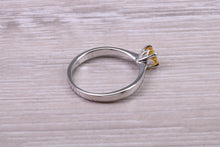 Load image into Gallery viewer, Half carat Yellow Sapphire set Platinum Solitaire