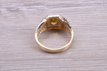 Load image into Gallery viewer, One carat Natural Oval cut Yellow Sapphire Gents Yellow Gold Ring, British Hallmarked