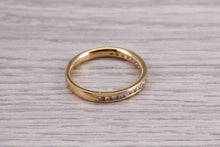 Load image into Gallery viewer, Traditional Half Channel set Diamond Eternity Ring, 18ct Yellow Gold Band, British Hallmarked, Ideal Eternity or Wedding Ring