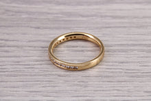 Load image into Gallery viewer, Traditional Half Channel set Diamond Eternity Ring, 18ct Yellow Gold Band, British Hallmarked, Ideal Eternity or Wedding Ring