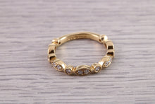 Load image into Gallery viewer, Unusual Design Diamond set Eternity Ring, 18ct Yellow Gold Band, British Hallmarked, Ideal Eternity or Wedding Ring