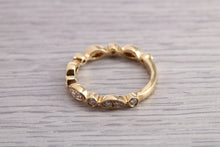 Load image into Gallery viewer, Unusual Design Diamond set Eternity Ring, 18ct Yellow Gold Band, British Hallmarked, Ideal Eternity or Wedding Ring