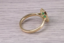 Load image into Gallery viewer, One carat Top Grade Natural Emerald and Natural Diamonds set Ring in 18ct Yellow Gold