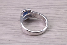 Load image into Gallery viewer, 1.30ct None Heat Treated Rectangle Cushion cut Corn Flower Blue Sapphire and 1ct Diamonds set, 18ct White Gold Ring