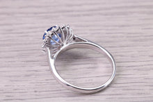 Load image into Gallery viewer, Natural Vivid Cornflower Blue Sapphire set 18ct White Gold Ring, 1.19ct Certified Sapphire with 0.50ct Round Diamonds