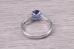 1.15 carat All Natural None Heat Treated Beautiful Cornflower Blue Sapphire and Diamonds set 18ct White Gold Ring, Certified Sapphire