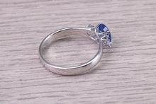Load image into Gallery viewer, 1.15 carat All Natural None Heat Treated Beautiful Cornflower Blue Sapphire and Diamonds set 18ct White Gold Ring, Certified Sapphire